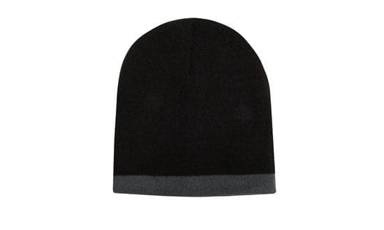 Headwear Acrylic Two Tone Roll Down Beanie X12 - 4188