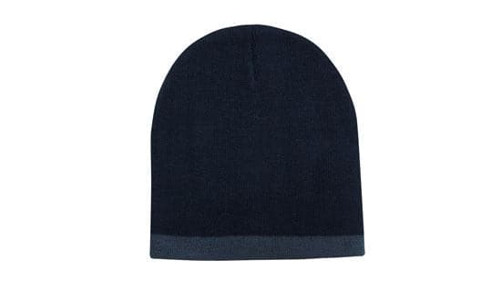 Headwear Acrylic Two Tone Roll Down Beanie X12 - 4188