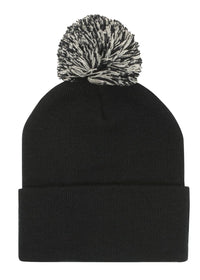 Headwear Knitted Acrylic Beanie With Pom Pom X12 - 4256