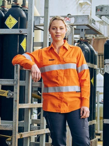 Bisley Apex 160 Women's Taped Hi Vis FR Vented Shirt BL8339T - Flash Uniforms 