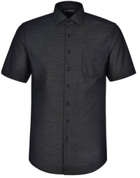 Mens Dot Jacquard Stretch Short Sleeve Ascot Shirt M7400S Casual Wear Winning Spirit Black XS 