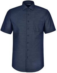 Mens Dot Jacquard Stretch Short Sleeve Ascot Shirt M7400S Casual Wear Winning Spirit Navy XS 