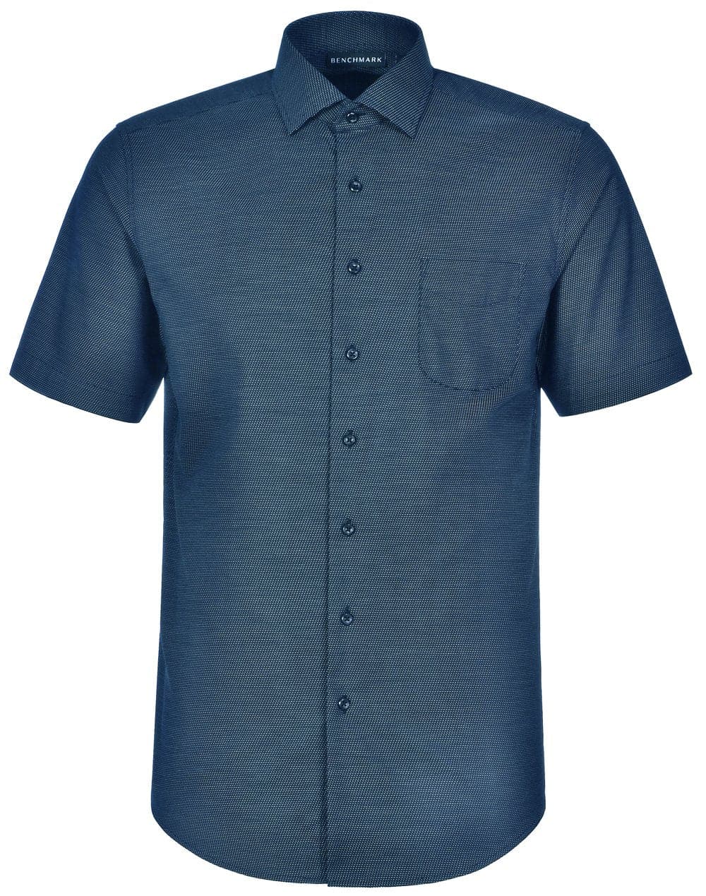 Mens Dot Jacquard Stretch Short Sleeve Ascot Shirt M7400S Casual Wear Winning Spirit Ocean Blue XS 