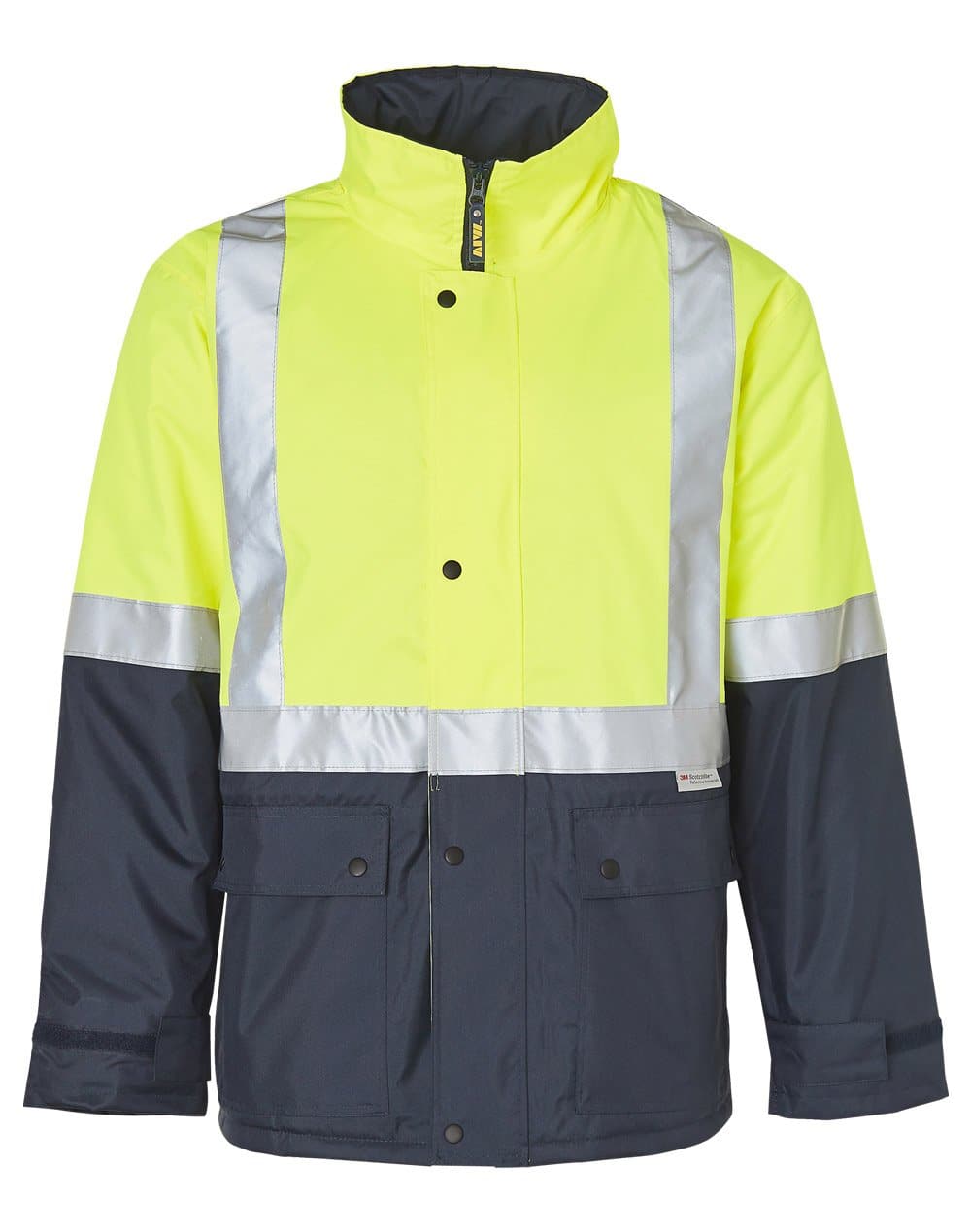 Two-tone Hi Vis Rain Proof Jacket With Quilt Lining SW28A Work Wear Australian Industrial Wear S Yellow/Navy 