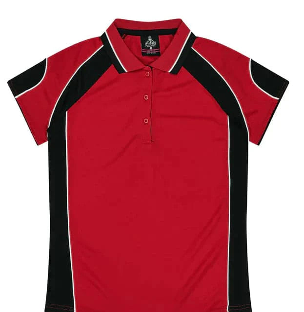 Aussie Pacific Ladies Murray Polo Shirt 2300 Casual Wear Aussie Pacific Red/Black/White 8 