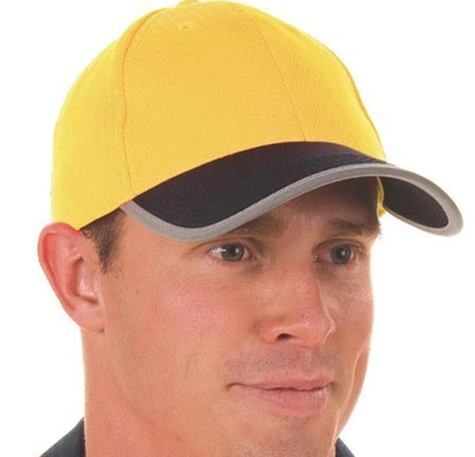 Dnc Workwear Hi-vis 2 Tone Cap With Reflective Trim & Velcro Strap - H022