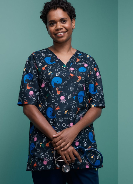 printed scrub top australia