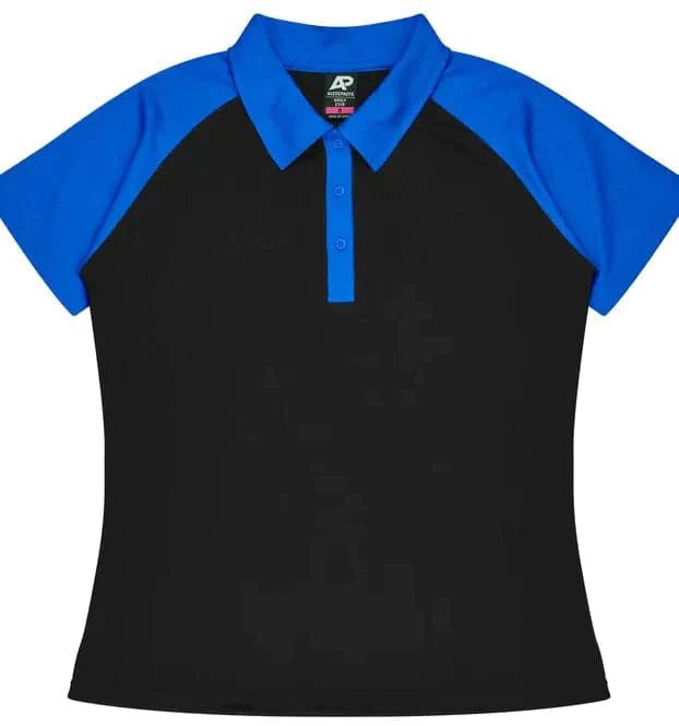 Aussie Pacific Manly Lady Polos 2318  Aussie Pacific BLACK/ELECTRIC ROYAL 6 