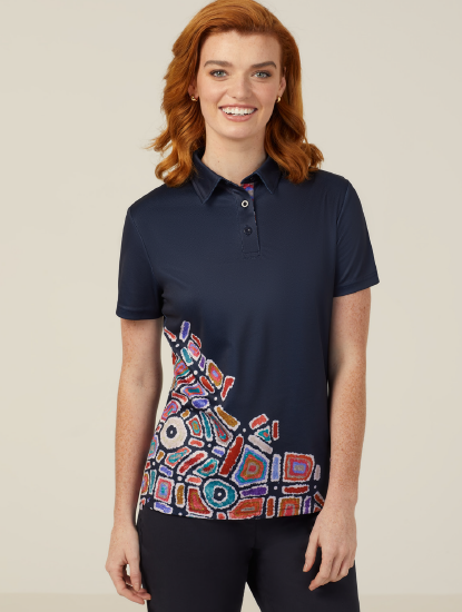 Water Dreaming Women's  Indigenous Corporate Polo Shirt CATUQV - Simply Scrubs Australia