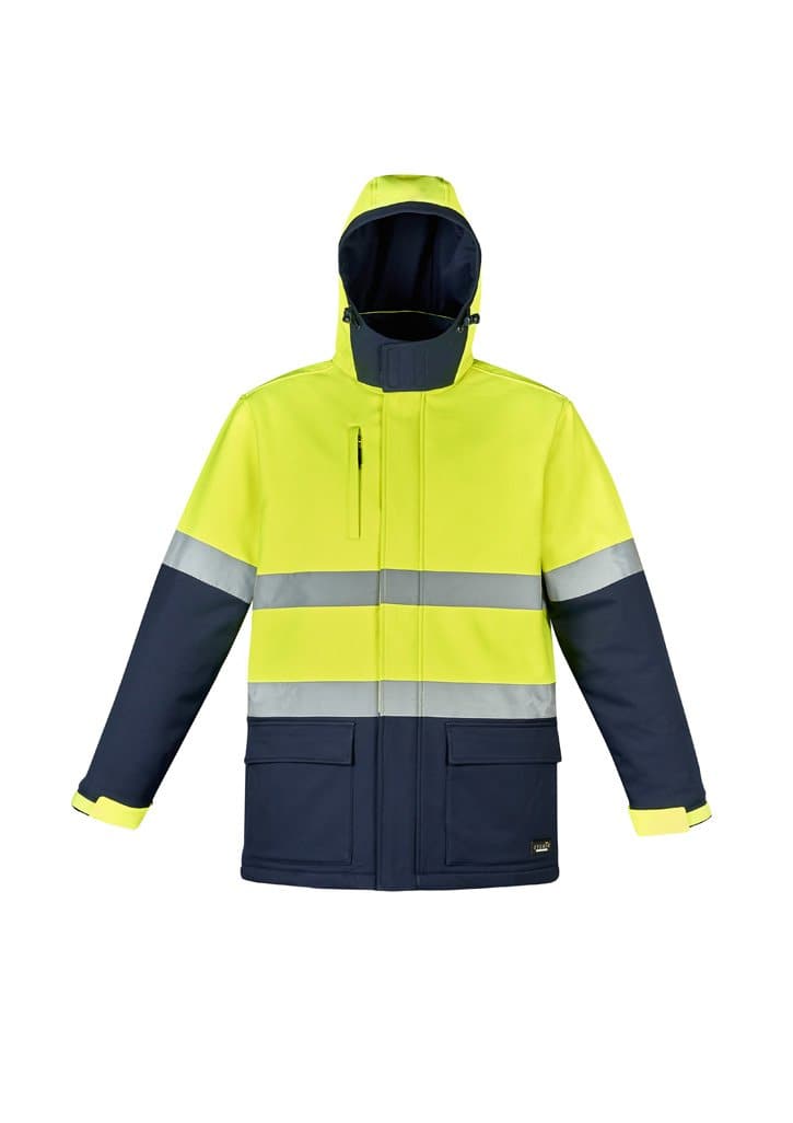 Unisex Hi Vis Antarctic Softshell Taped Jacket ZJ553 Work Wear Syzmik Yellow/Navy XXS 