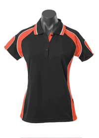 Aussie Pacific Ladies Murray Polo Shirt 2300 Casual Wear Aussie Pacific Black/Orange/White 8 