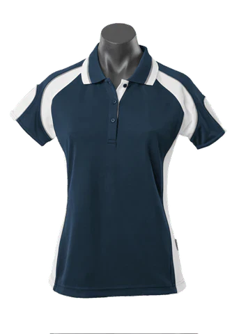 Aussie Pacific Ladies Murray Polo Shirt 2300 Casual Wear Aussie Pacific Navy/White/Ashe 8 