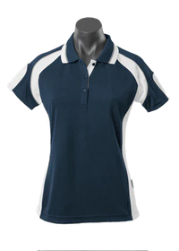 Aussie Pacific Ladies Murray Polo Shirt 2300 Casual Wear Aussie Pacific Navy/White/Ashe 8 