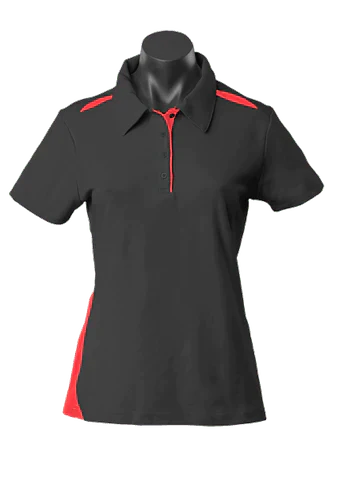 Aussie Pacific Ladies Paterson Polo Shirt 2305 Casual Wear Aussie Pacific Black/Red 6 