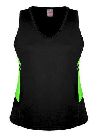 Aussie Pacific Ladies Tasman Singlet 2111 Casual Wear Aussie Pacific Black/Neon Green 4 