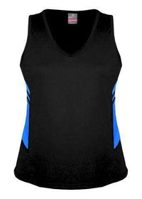 Aussie Pacific Ladies Tasman Singlet 2111 Casual Wear Aussie Pacific Black/Cyan 4 