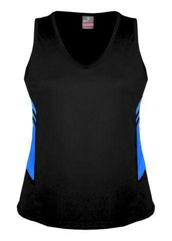 Aussie Pacific Ladies Tasman Singlet 2111 Casual Wear Aussie Pacific Black/Cyan 4 