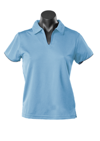 Aussie Pacific Ladies Yarra Polo Shirt 2302 Casual Wear Aussie Pacific Sky/Navy 16-18 