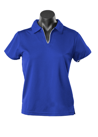 Aussie Pacific Ladies Yarra Polo Shirt 2302 Casual Wear Aussie Pacific Royal/White 16-18 