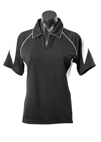 Aussie Pacific Premier Ladies Polo Shirt 2301 Casual Wear Aussie Pacific Black/White 8 