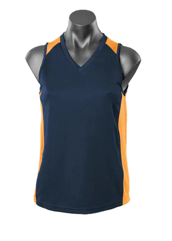 Aussie Pacific Premier Ladies Singlet 2101 Casual Wear Aussie Pacific Navy/Gold 8 