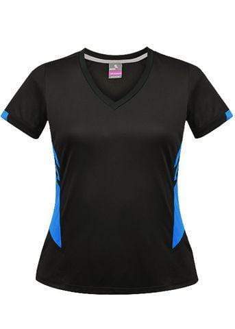 Aussie Pacific Tasman Ladies Tees 2211 Casual Wear Aussie Pacific Black/Cyan 8 