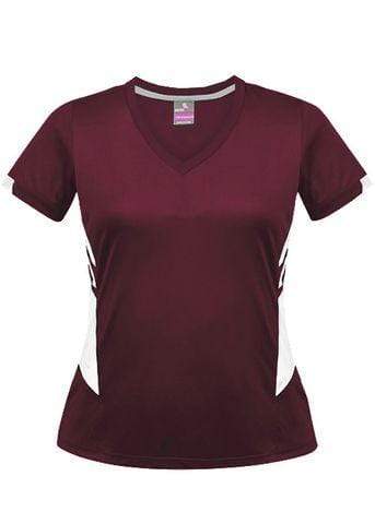 Aussie Pacific Tasman Ladies Tees 2211 Casual Wear Aussie Pacific Maroon/White 8 