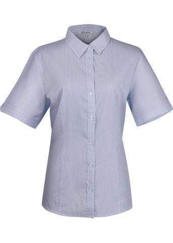 Aussie Pacific Ladies Henley Short Sleeve Shirt 2900S Corporate Wear Aussie Pacific White/Navy 4 