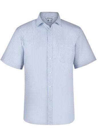 Aussie Pacific Men's Bayview Short Sleeve Shirt 1906S Corporate Wear Aussie Pacific White/Sky XXS 