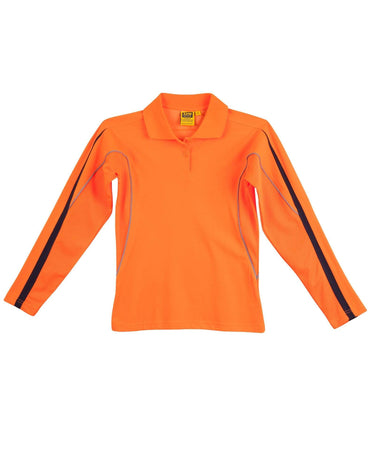 Australian Industrial Wear Work Wear Orange/Navy / 8 HI-VIS LEGEND LONG SLEEVE POLO Ladies SW34A