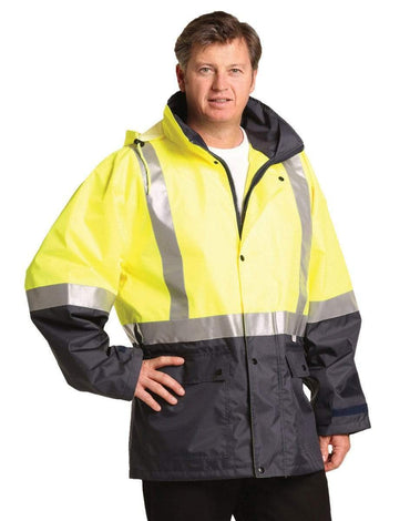 Hi-vis Safety Jacket With Mesh Lining & 3m Tapes SW18A Work Wear Australian Industrial Wear 2XS Fluoro Orange/Reflective Silver/Navy, 