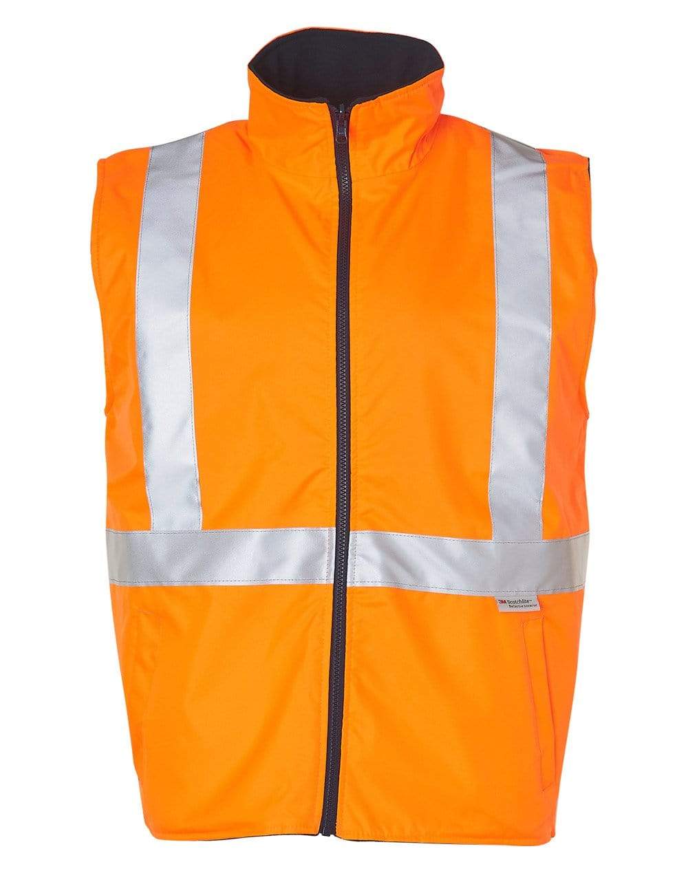 Hi-vis Safety Vest SW37 Work Wear Australian Industrial Wear Fluoro Orange/Navy S 