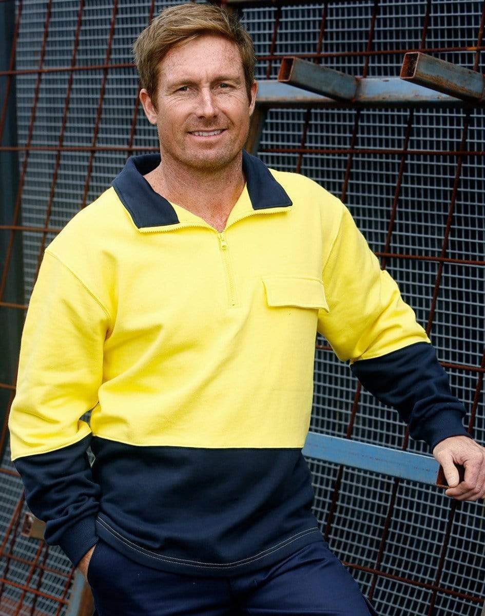 Hi-vis Two Tone Cotton Fleecy Sweat  SW47 Work Wear Australian Industrial Wear   