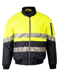 Hi-vis Two Tone Flying Jacket SW16A Work Wear Australian Industrial Wear S Fluoro Yellow/Navy 