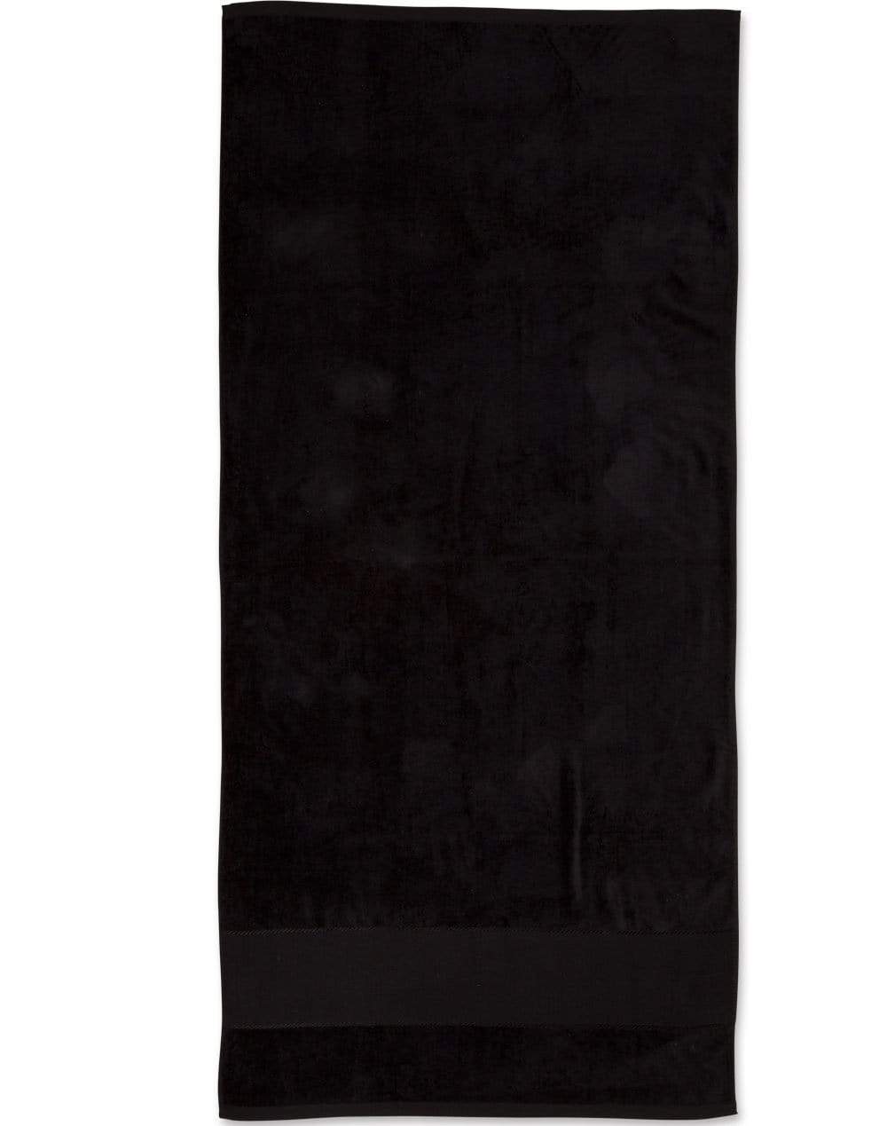 Terry Velour Beach Towel TW04A Work Wear Australian Industrial Wear 75cm x 150cm Black 