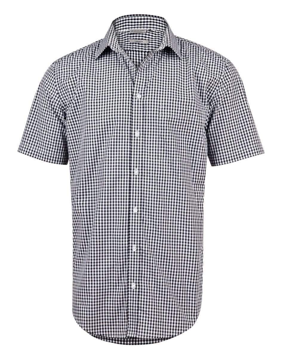 BENCHMARK Men’s Gingham Check Short Sleeve Shirt M7300S Corporate Wear Benchmark Black/White XS 