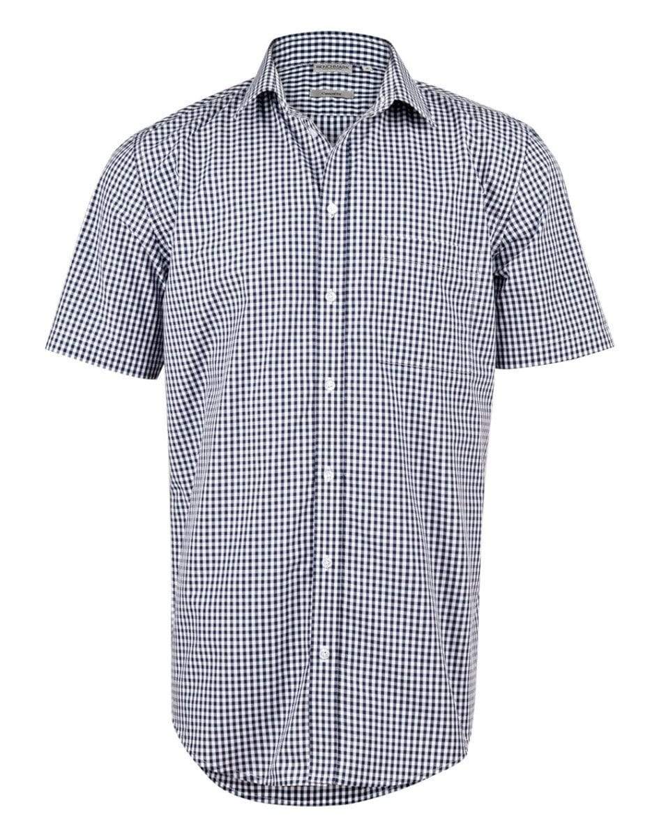 BENCHMARK Men’s Gingham Check Short Sleeve Shirt M7300S Corporate Wear Benchmark Navy/White XS 