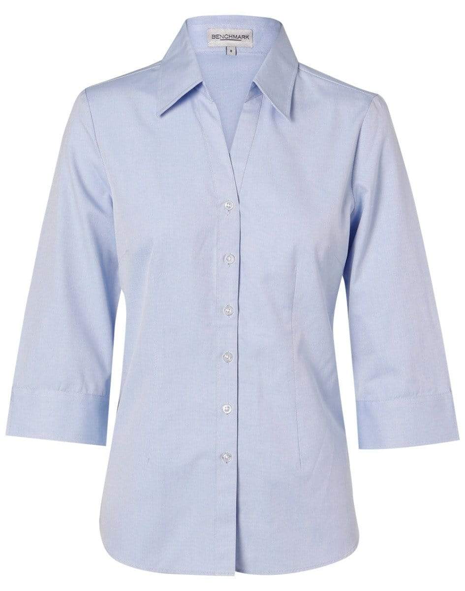 BENCHMARK Women's CVC Oxford 3/4 Sleeve Shirt M8040Q Corporate Wear Benchmark Blue 6 