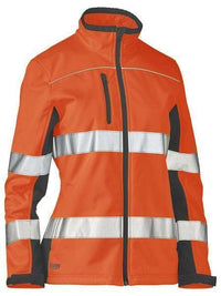 Bisley Workwear Work Wear Orange / 6 Bisley WOMENS TAPED TWO TONE HI VIS SOFT SHELL  BJL6059T