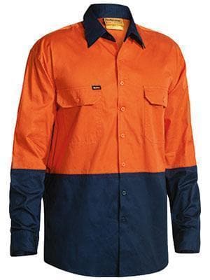 Bisley Workwear Work Wear YELLOW/NAVY (TT01) / S BISLEY WORKWEAR COOL LIGHTWEIGHT HI VIS DRILL SHIRT LONG SLEEVE BS6895