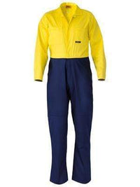 Bisley Workwear Work Wear YELLOW/NAVY (TT01) / 77R BISLEY WORKWEAR HI VIS DRILL COVERALL BC6357