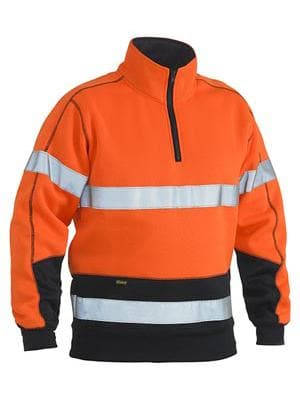 Bisley Workwear Work Wear BISLEY WORKWEAR TAPED HI VIS FLEECE ZIP PULLOVER BK6989T