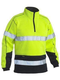 Bisley Workwear Work Wear YELLOW/NAVY (TT04) / S BISLEY WORKWEAR TAPED HI VIS FLEECE ZIP PULLOVER BK6989T