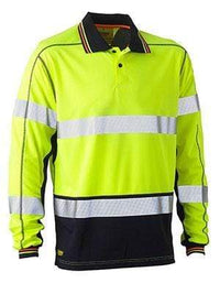 Bisley Workwear Work Wear BISLEY WORKWEAR TAPED HI VIS POLYESTER MESH POLO LONG SLEEVE BK6219T