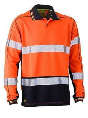 Bisley Workwear Work Wear YELLOW/NAVY (TT04) / S BISLEY WORKWEAR TAPED HI VIS POLYESTER MESH POLO LONG SLEEVE BK6219T