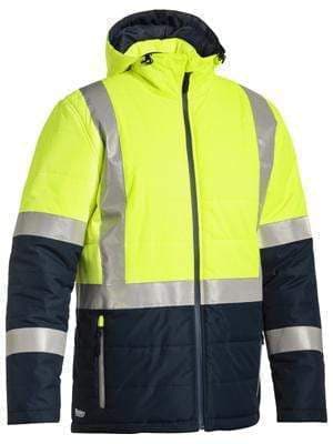 Bisley Workwear Work Wear YELLOW/NAVY (TT04) / S BISLEY WORKWEAR TAPED HI VIS PUFFER JACKET (SHOWER PROOF) BJ6929HT