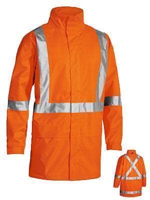 Bisley Workwear Work Wear ORANGE (BVEO) / S BISLEY WORKWEAR TAPED HI VIS RAIN SHELL JACKET WITH X BACK BJ6968T