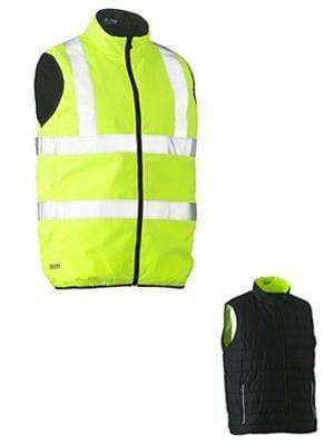 Bisley Workwear Work Wear ORANGE (BVEO) / XS BISLEY WORKWEAR TAPED HI VIS REVERSIBLE PUFFER VEST (SHOWER PROOF) BV0330HT