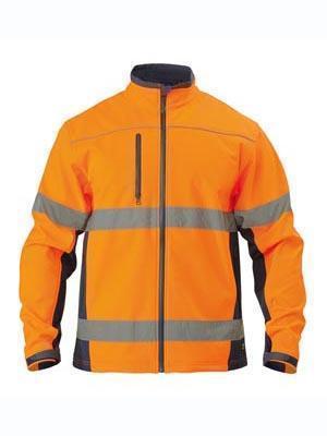 Bisley Workwear Work Wear YELLOW/NAVY (TT01) / S BISLEY WORKWEAR TAPED HI VIS SOFT SHELL JACKET BJ6059T