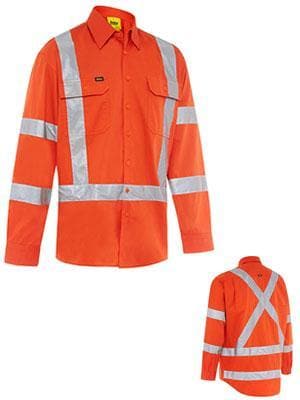 Bisley Workwear Work Wear BISLEY WORKWEAR TAPED X BACK BIOMOTION COOL LIGHTWEIGHT HI VIS SHIRT - LONG SLEEVE BS6166XT